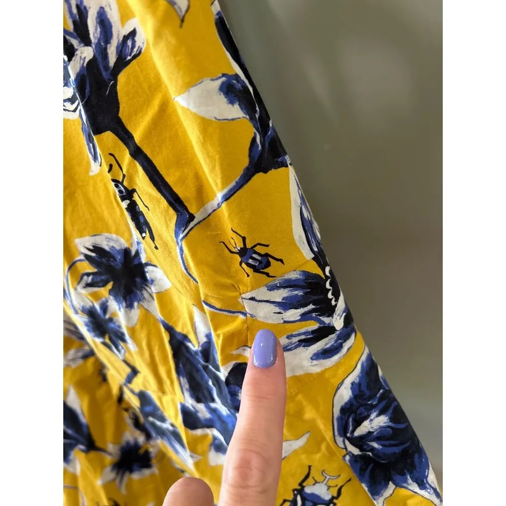 Osman Yousefzada Collective Beetle Print Shirtdress Yellow Womens Size 6 - Image 9