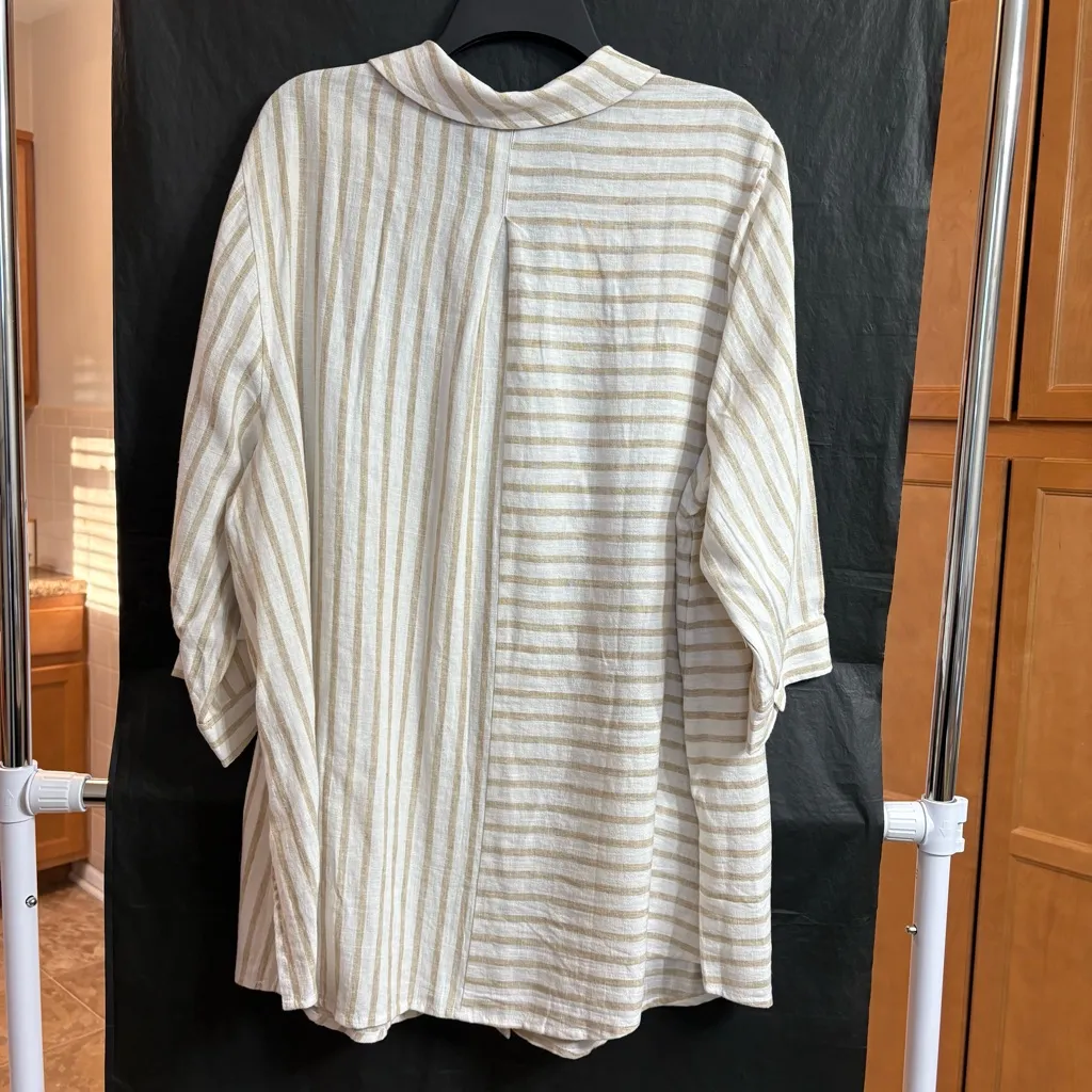 Catherine’s NWT Tan Striped 1X Blouse Business Casual Office Career Classic - Image 6