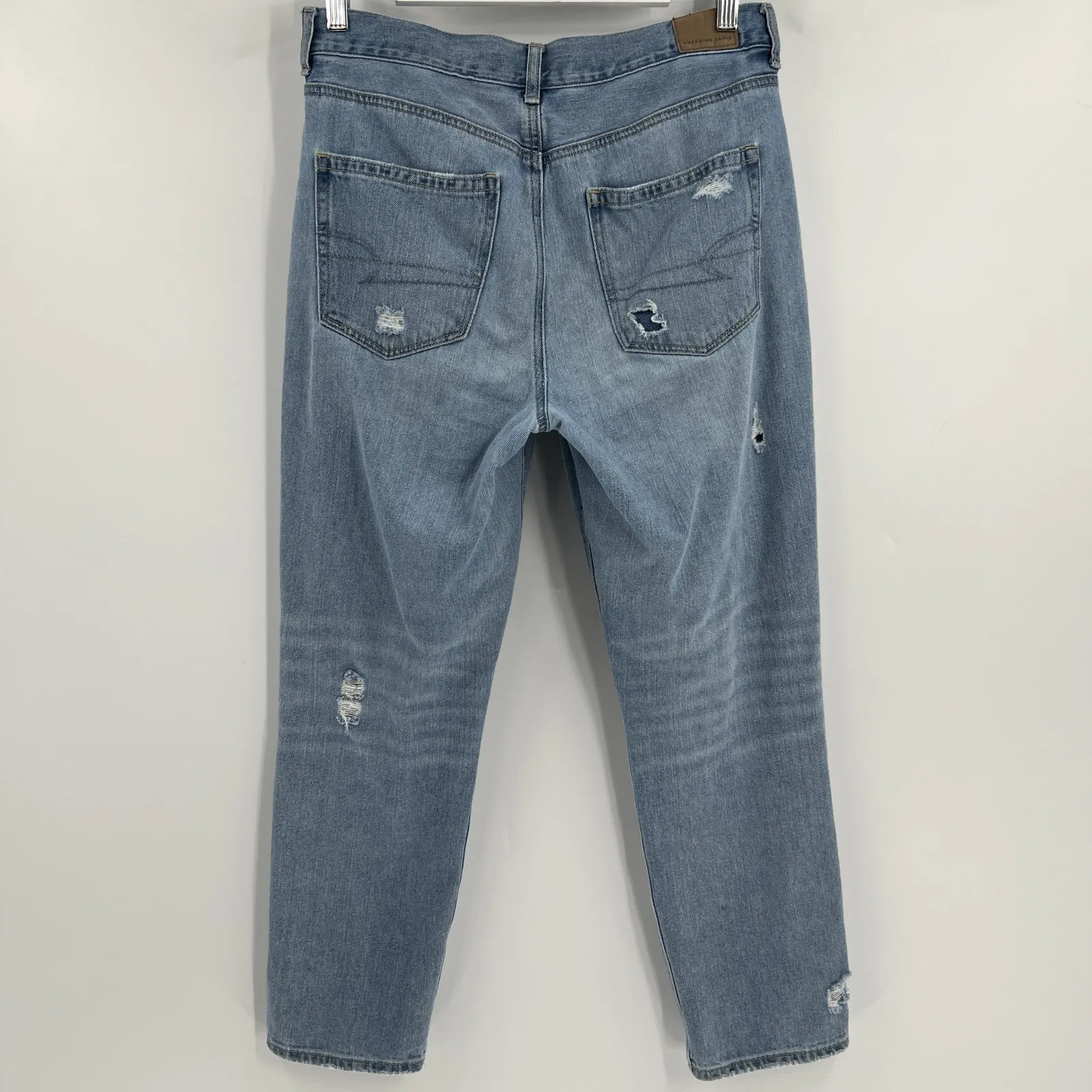 American Eagle Mom Jeans Women's 8 Short Distressed High Rise Straight Leg Blue Size 8P - Image 6