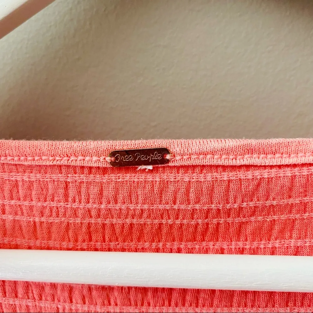 Free People Day Lilly Balloon Sleeve Coral Top Sz XS - Image 4