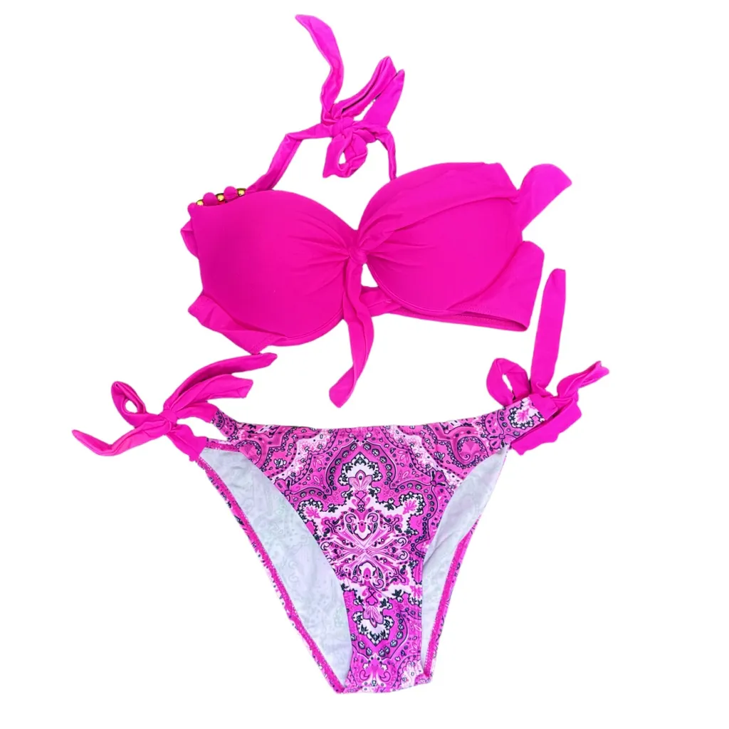 NWT‎ Pink Paisley Push Up Bikini Set - Image 5