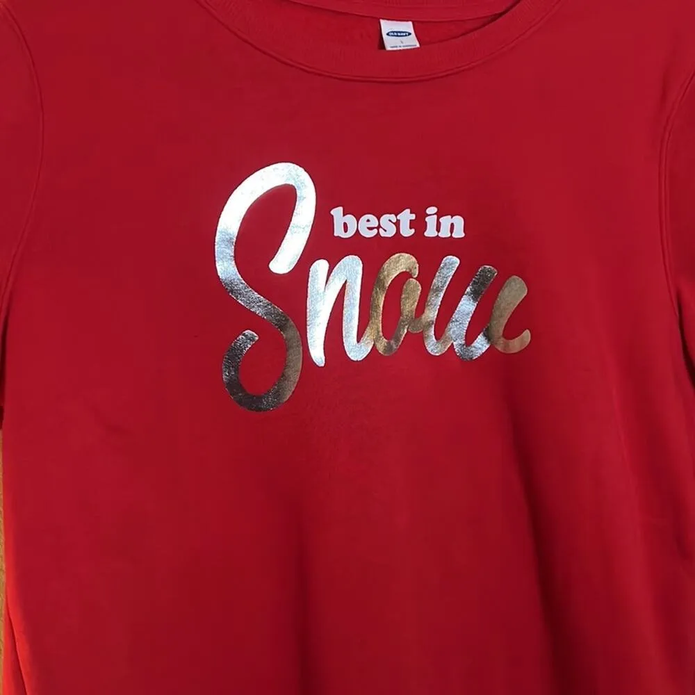 Old Navy “Best in Snow” Crewneck Pullover Sweatshirt Size L - Image 3