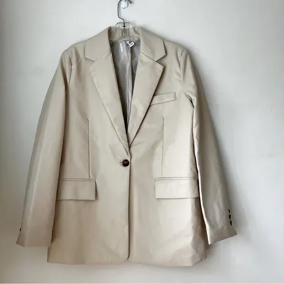 Tallong Cream Faux Leather Blazer S/M - Image 5