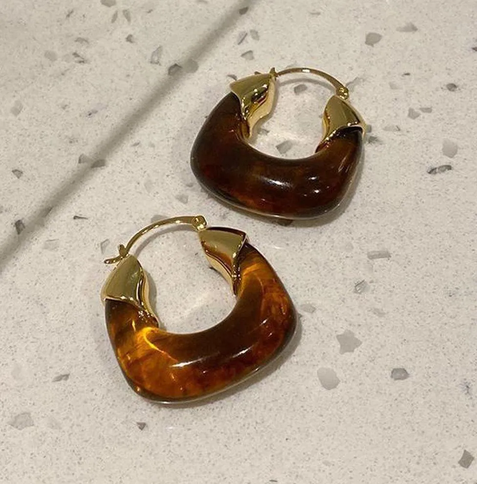 Statement Earrings Statement Hoop Earrings Chunky Hoop Earrings Brown - Image 3