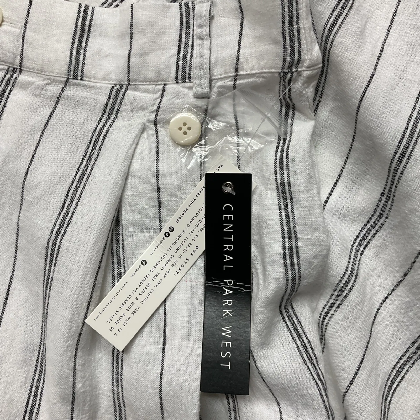 Central Park West Women's High Rise Striped Linen Blend Wide‎ Leg Pants M NWT - Image 9