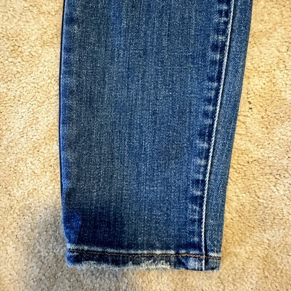 FRAME LE HIGH SKINNY JEANS WITH BLACK LEATHER  LIKE PIPING SIZE 26 - Image 11