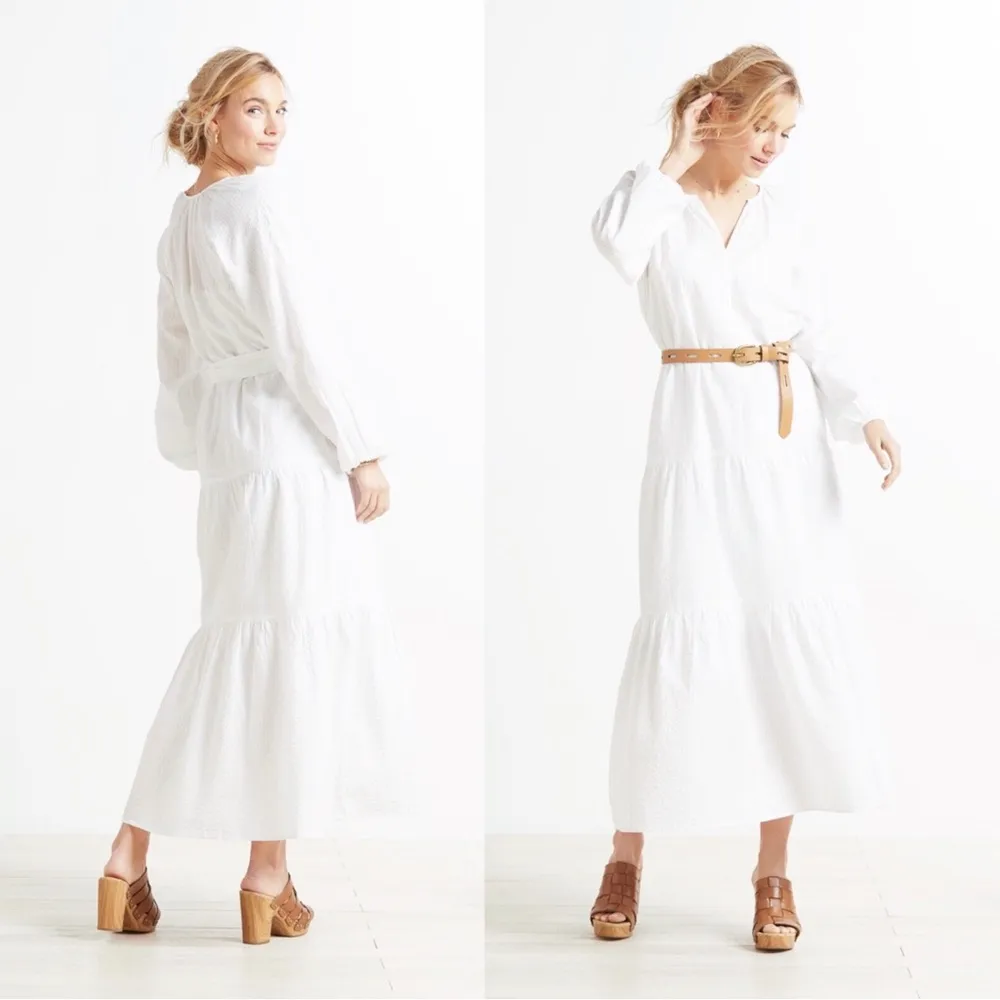 Roan + Ryan • Josephina Dress white maxi cotton tiered Evereve boho peasant - Image 11