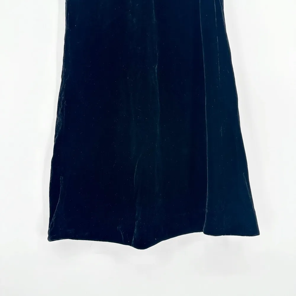 NEW Maje Ruiza Velvet Short Slip Dress Lace Trim Black Women's 1 Small - Image 4