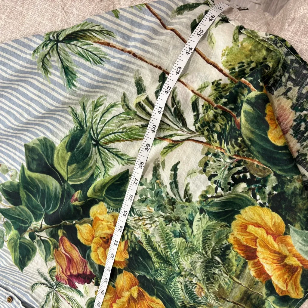 Anthropologie Blue Striped Shirt with Green and Yellow Floral Design - Image 8