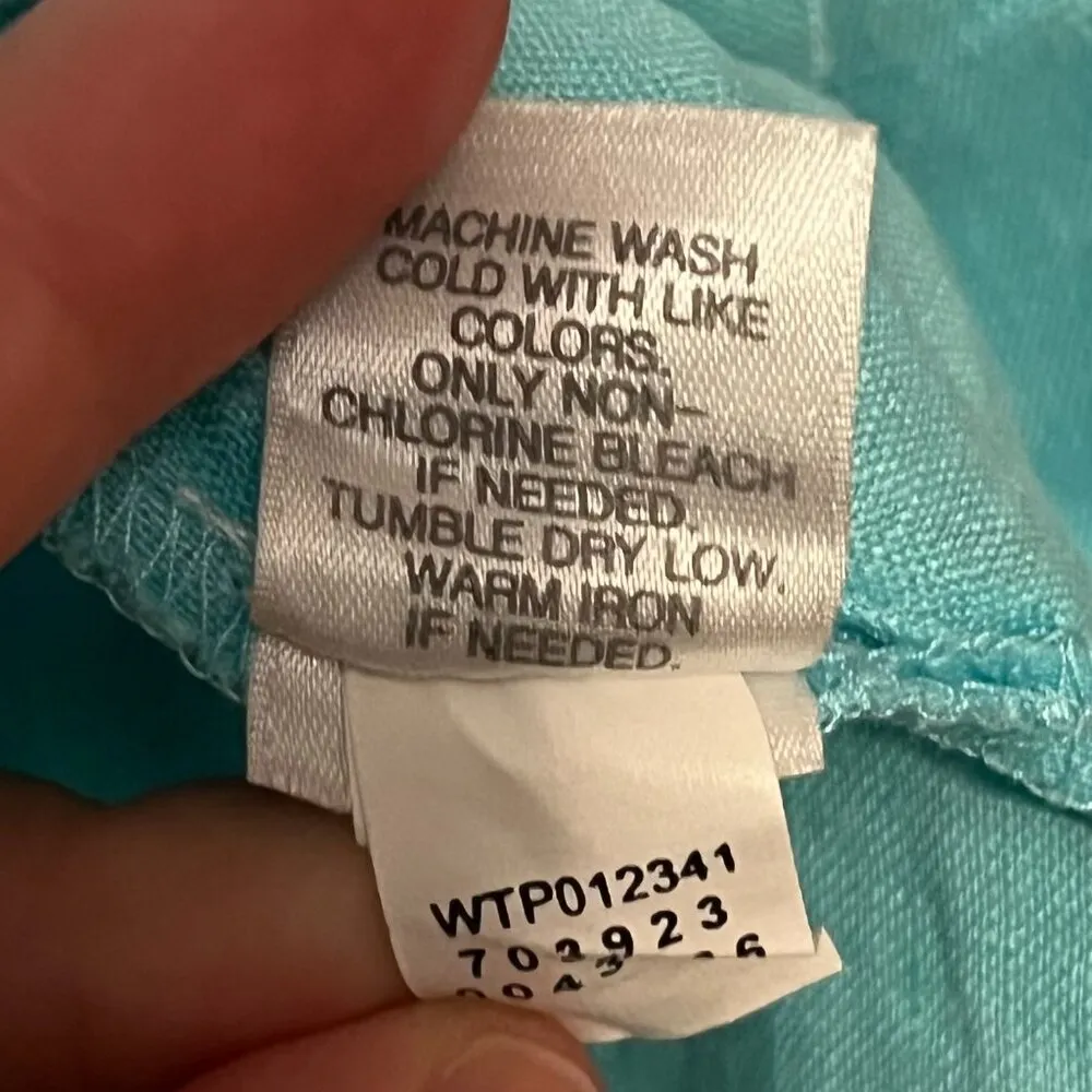 J. Jill Love Linen button up shirt blouse size large teal turquoise oversized Blue - Image 8