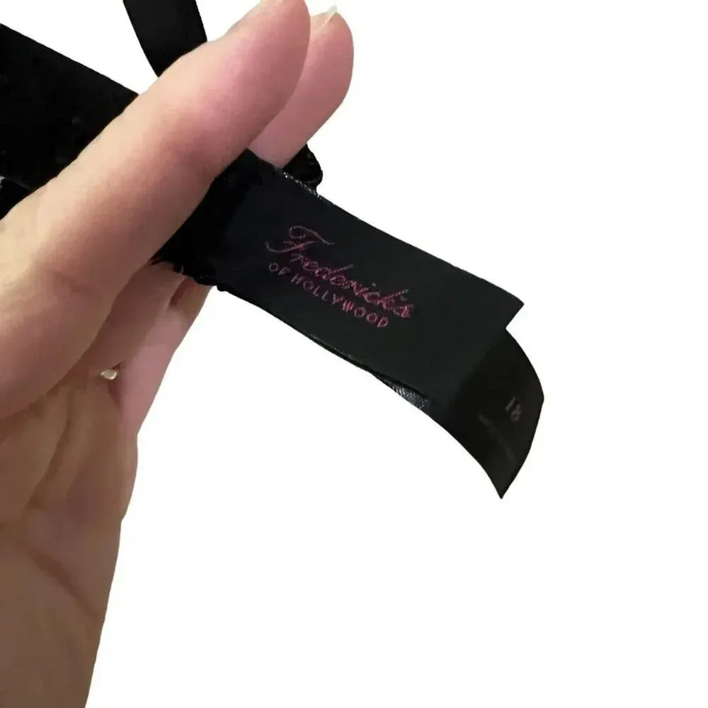 Frederick's of Hollywood Lux Lace Over Satin Shelf Bra Pink Black Womens Size 18 - Image 5