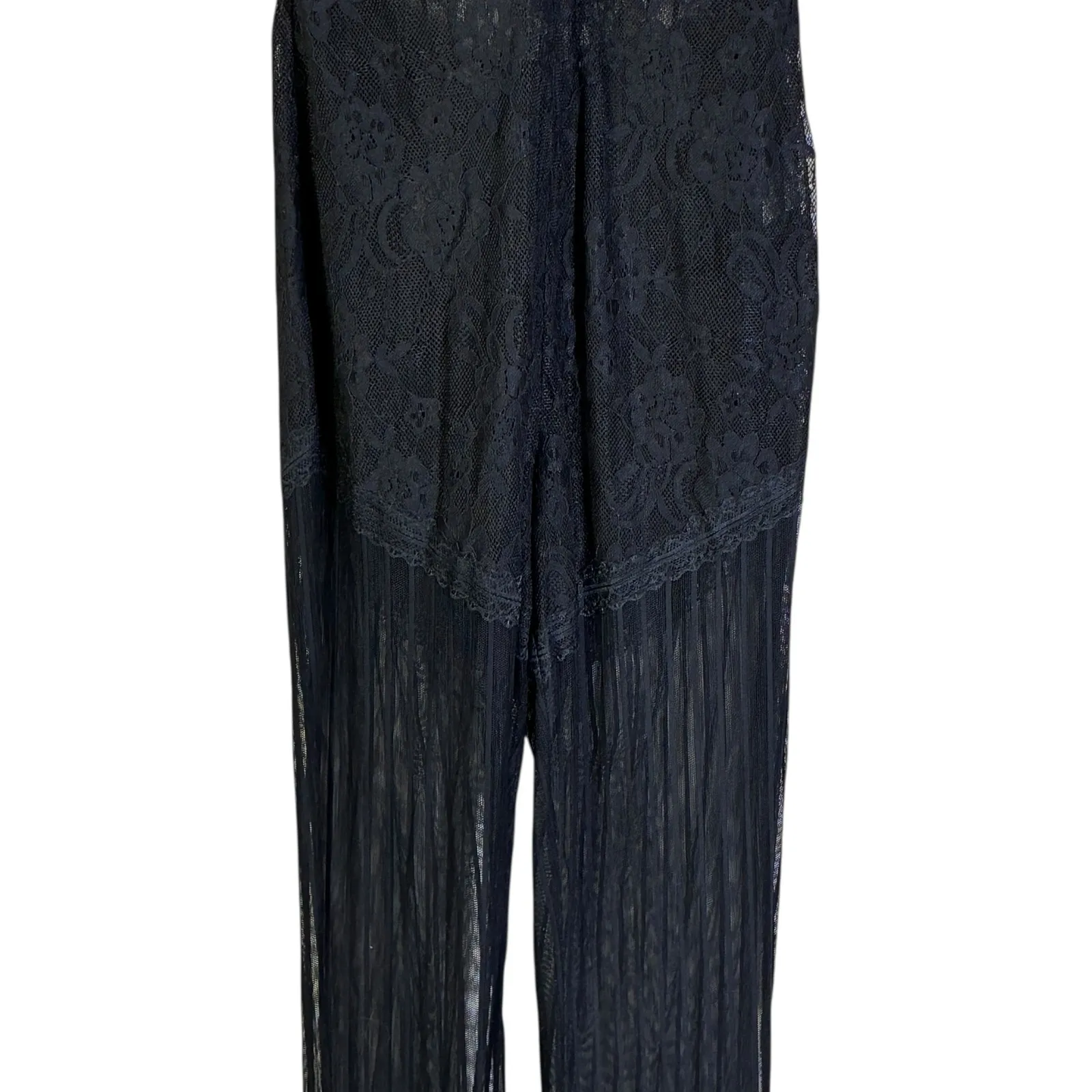 NWT Violet Aurora Black Lace Plunge Wide Leg Jumpsuit Evening Party - Image 5