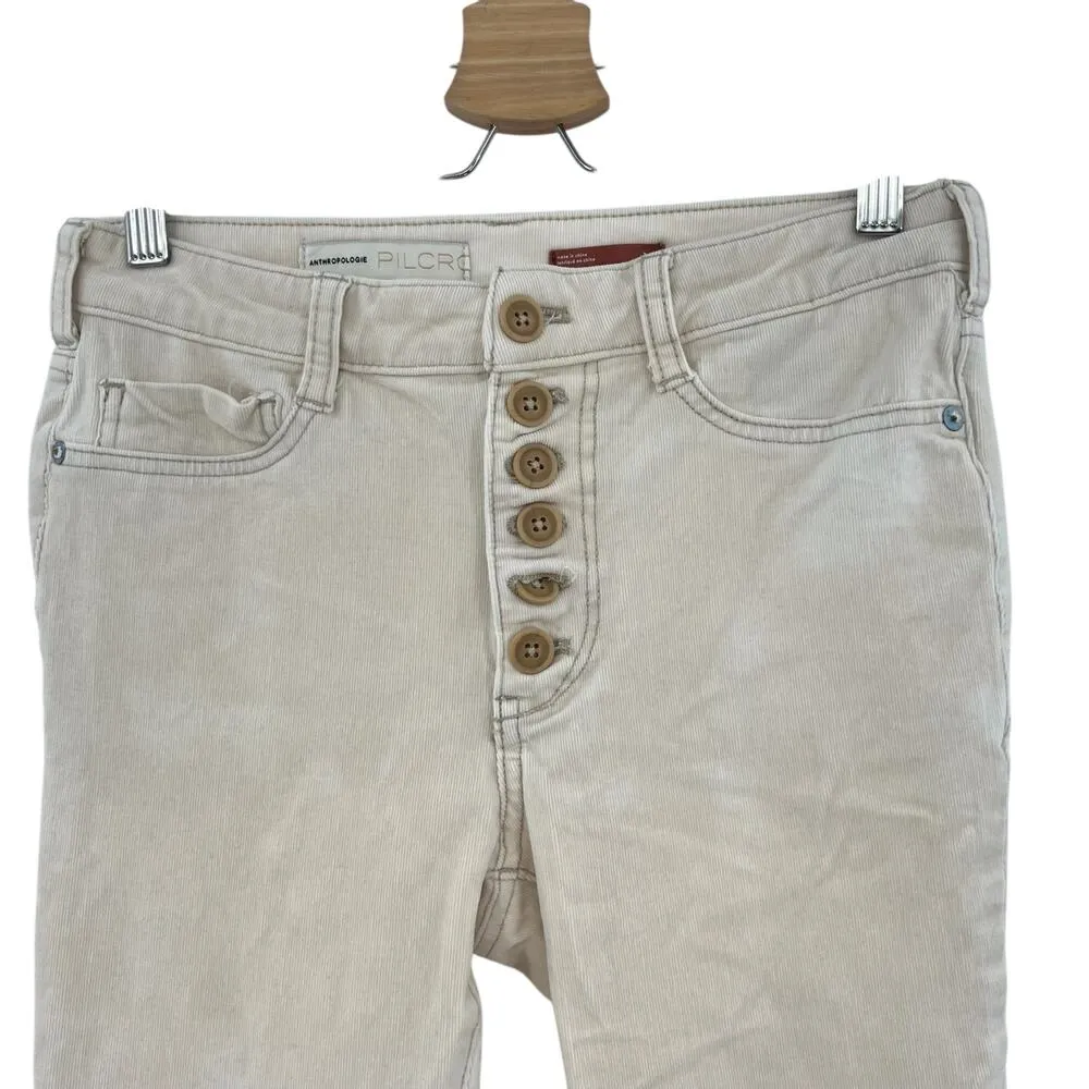 Anthropologie Pilcro High-Rise Skinny Corduroy Pants Creme Ivory Size 28‎ - Image 4