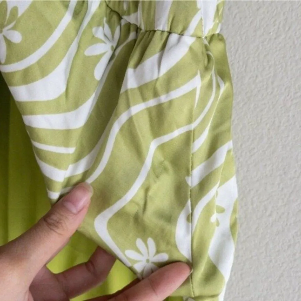 NEW ASTR The Label Quinta Retro Halter Chain Mini Dress M Celery Floral Mabel - Image 11