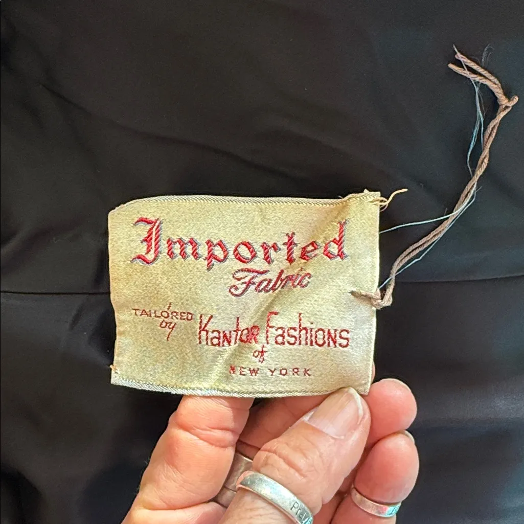 Vintage Lord & Taylor Elegant Black coat fur collar Union made tags 5th ave Size M - Image 4