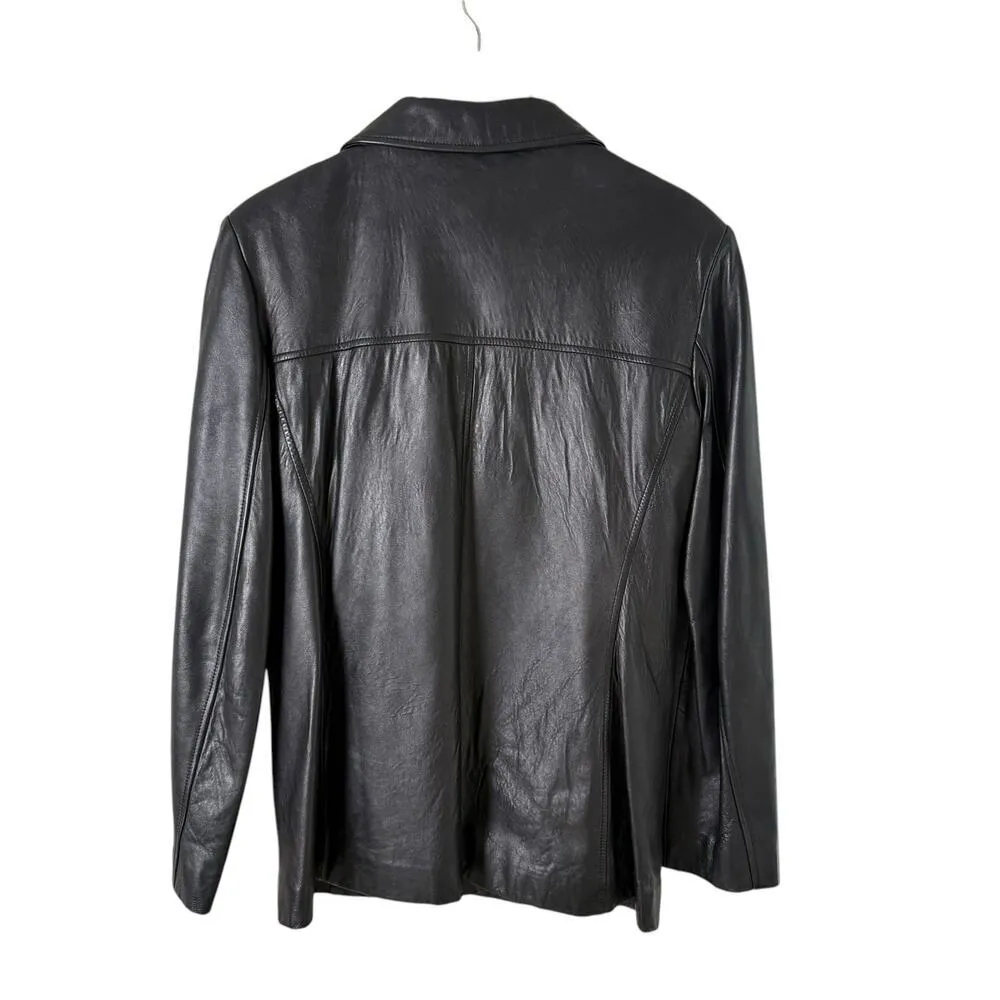 Adler Collection Black Genuine Leather Jacket‎ NZ Lambskin Fully Lined, Large - Image 9