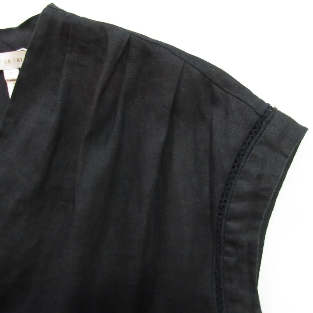 NWT Rebecca Taylor Linen Jumpsuit in Black Wide Leg Crop Jumper 12 $325 - Image 10