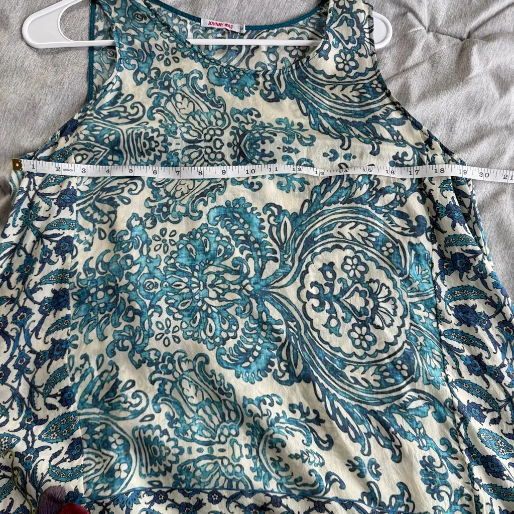 Johnny Was Horizon Sleeveless Blue Silk Floral Tunic Women Size S Tank 100% Silk - Image 7