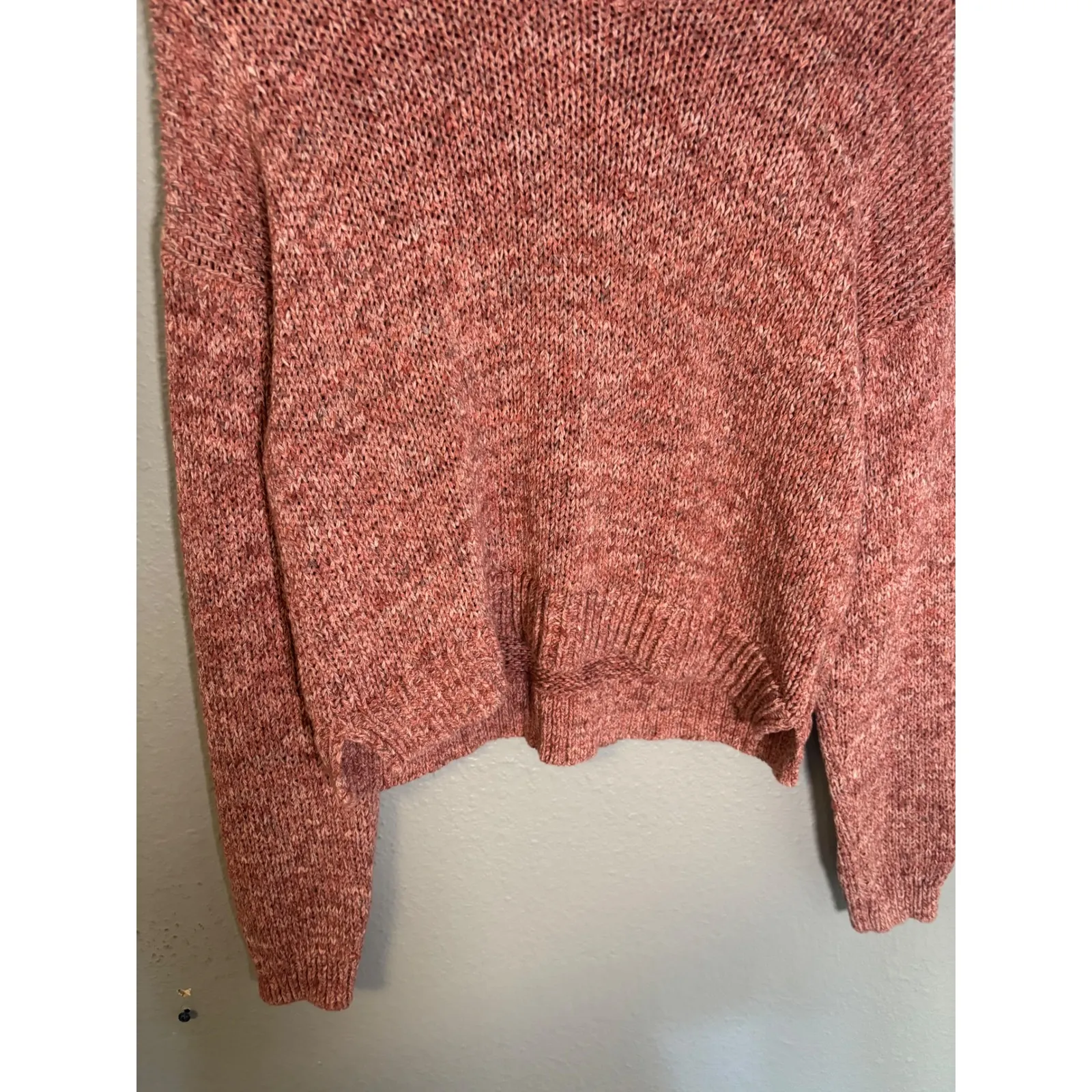 Madewell  Women's Millcrest Cropped Pullover Sweater Spacedye Berries Pink Medium - Image 6