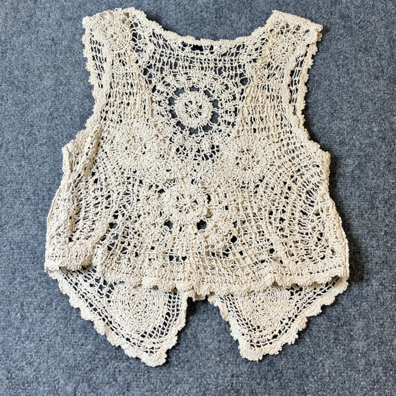 Zara Crochet Vest Sleeveless Open Knit‎ Boho Festival Casual Chic Top Womens S - Image 2