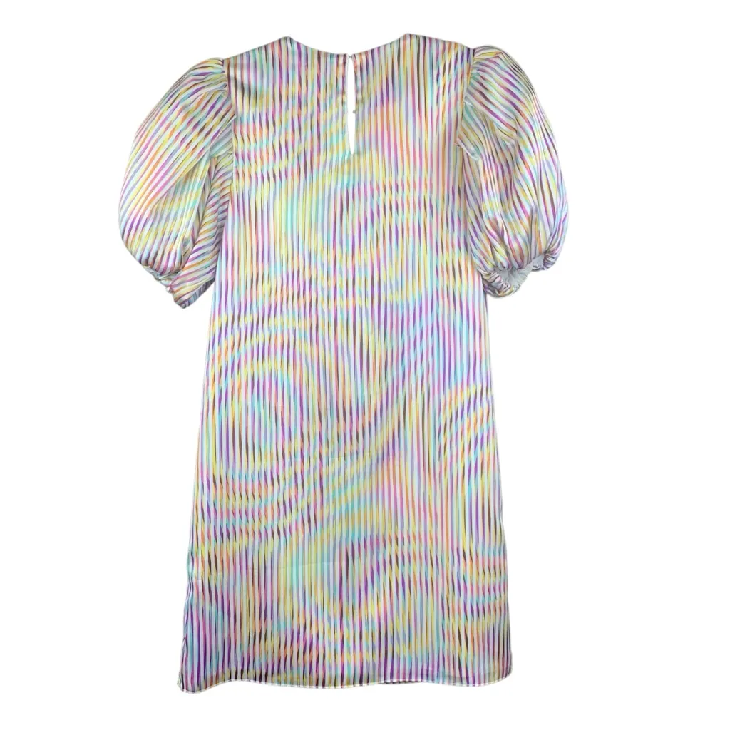 Amanda Uprichard size XS fame optic print mini shift dress puff metallic rainbow - Image 3