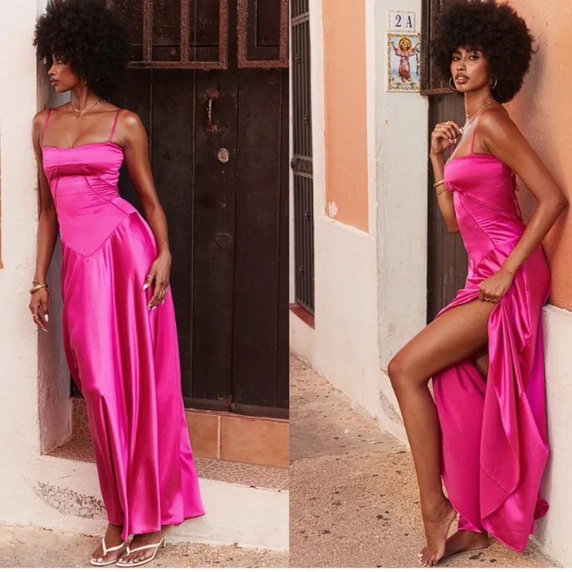 HOUSE OF CB   'Anabella' Fuchsia Lace Up Maxi Dress NWOT size L‎ - Image 15