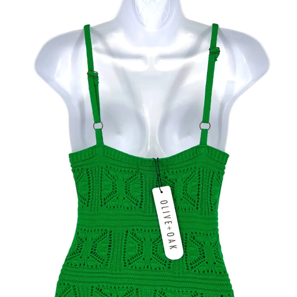 Olive + Oak Green Sleeveless Crochet Knit Mini Dress Size XS NWT - Image 7