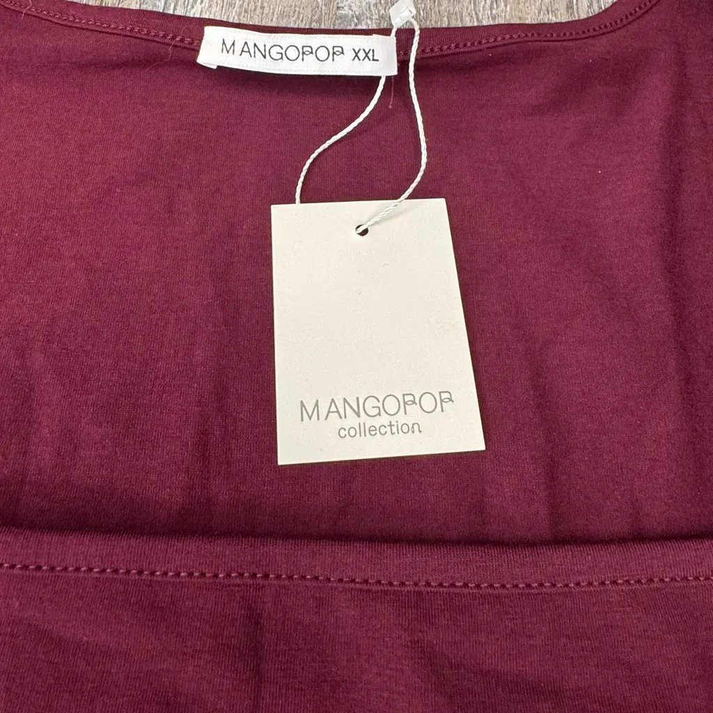 Mangopop Women Square Neck Burgundy One Piece Long Sleeve Body Suit Plus XXL - Image 5