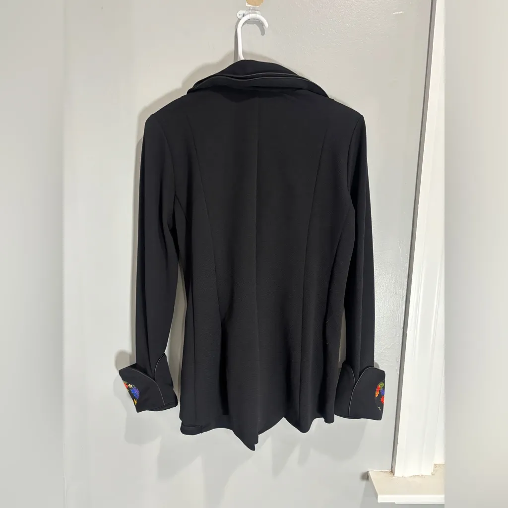 Soft Surroundings Women's Blazer Medium Black Jacket Floral Shapeable Collar M - Image 10