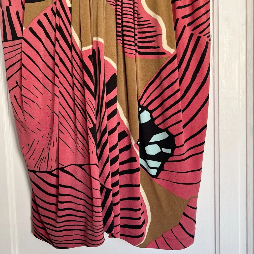 Tibi • Faux Wrap Jersey Dress red graphic tropical print draped knit cocktail - Image 8