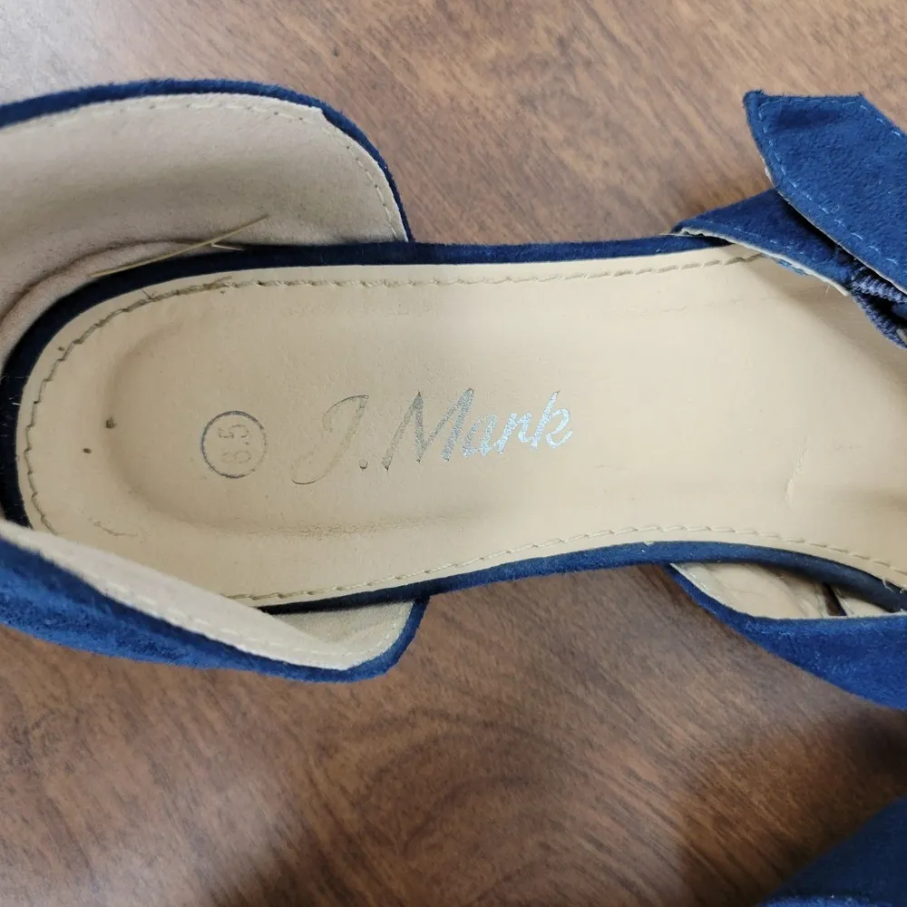 J Mark Womens Sandals 8.5 Blue Suede Pointed Toe Buckle Strap D'Orsay Flats - Image 10