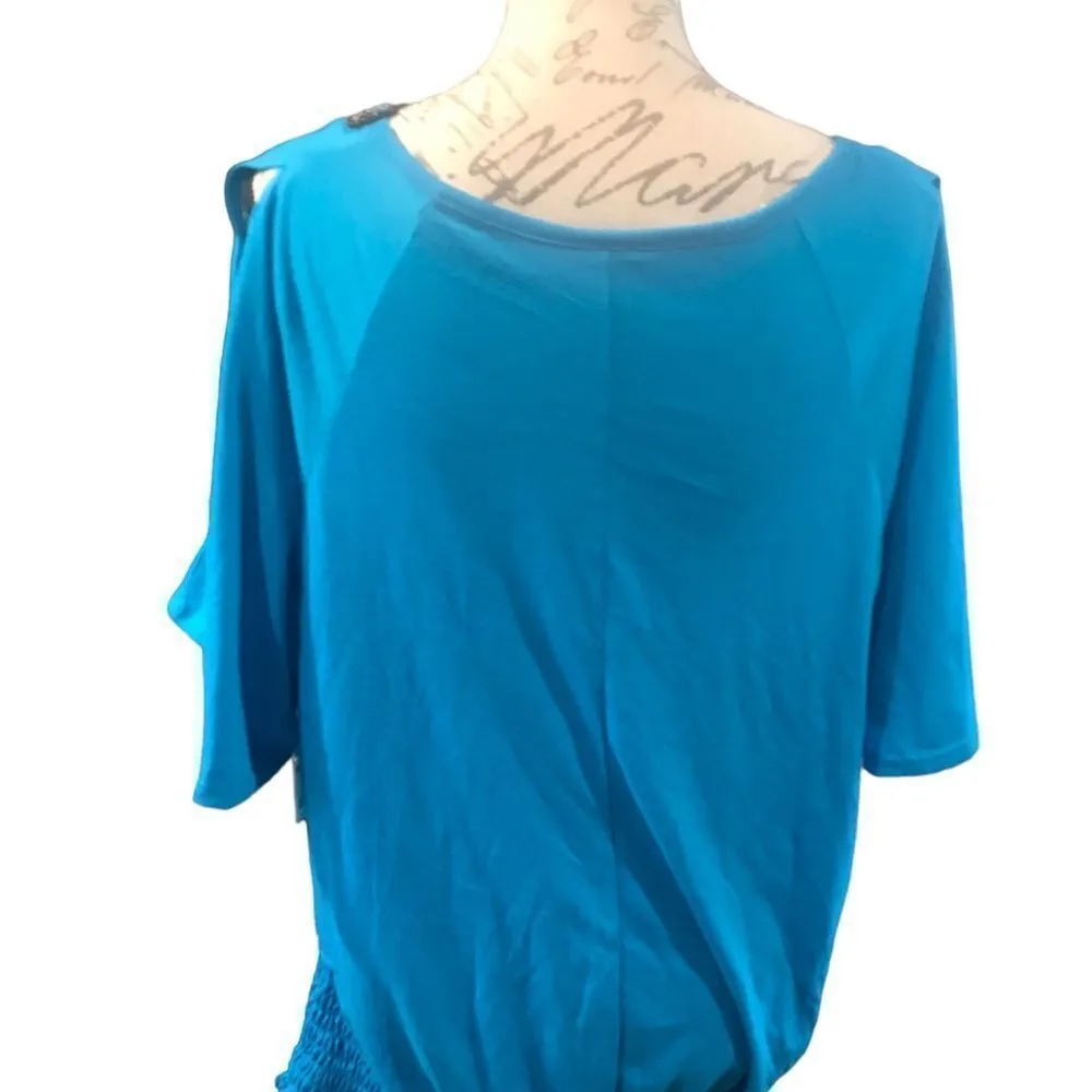 Faded Glory Blue Cold Shoulder Short Sleeve 3X 22W/24W - Image 8