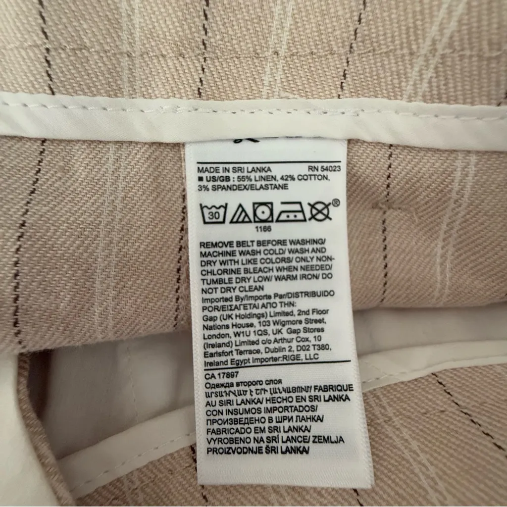 Banana Republic 10 Belted Shorts High Waist Stripe Linen Blend Minimal Tan Beige - Image 5