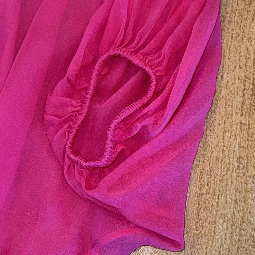 Diane von Furstenberg Emilia Pink Flowy Silk Sheer Blouse • Size XS/S 0-2 - Image 4