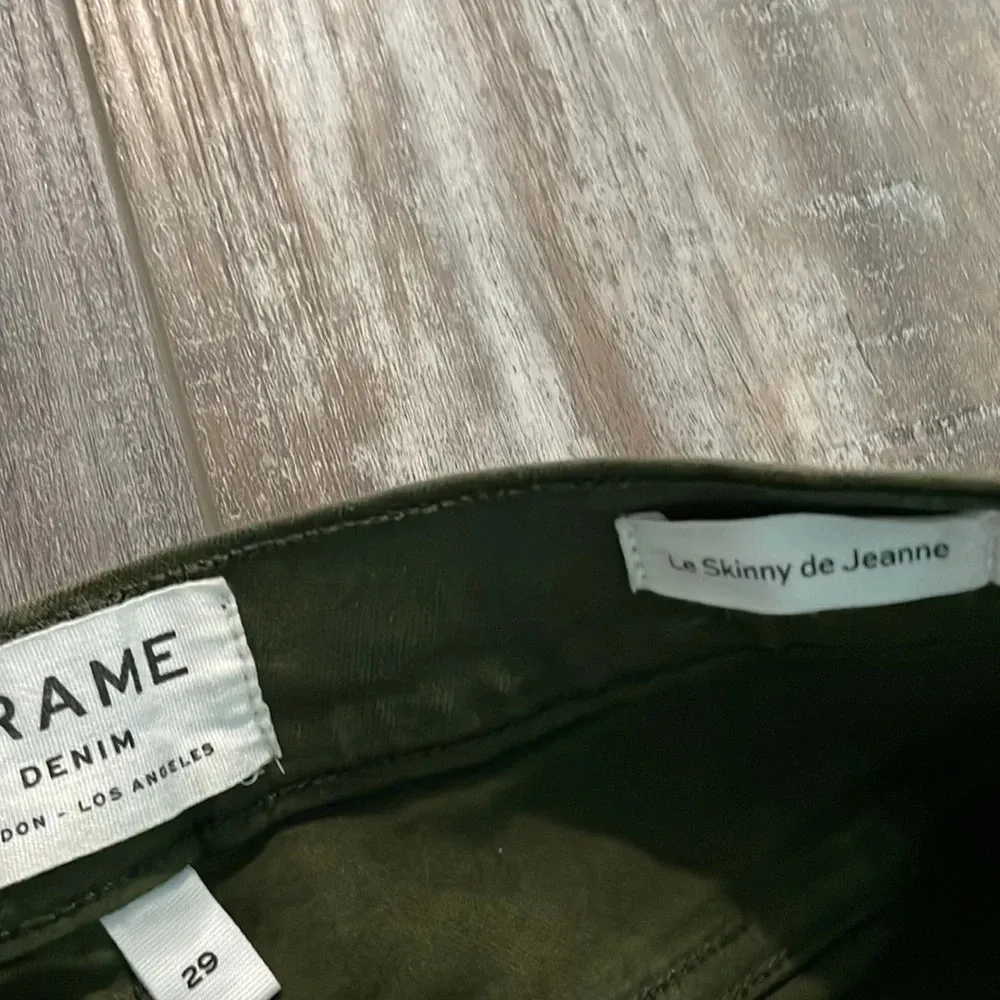 Frame Denim Los Angeles Le High skinny in olive/army green FOREST - Image 7