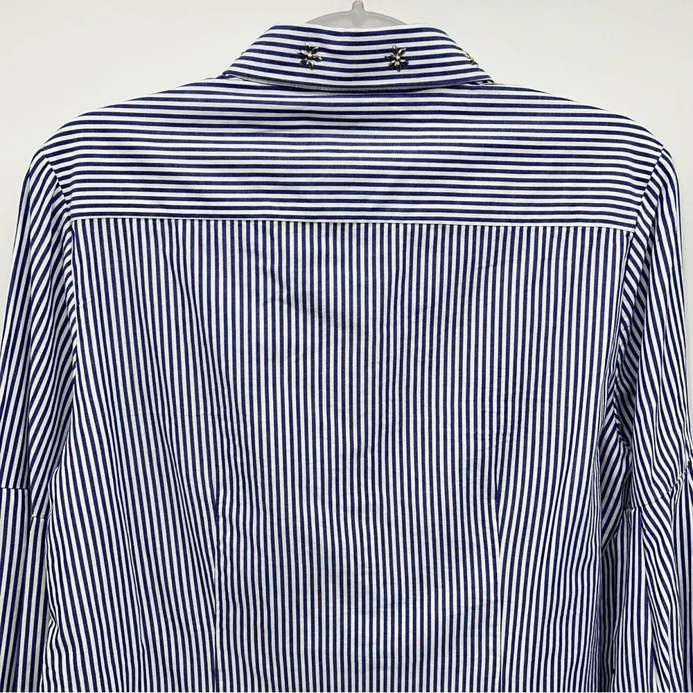 Nanette by Nanette Lepore Casual Striped Summer Tops w/Metal Floral Appliques-S - Image 7