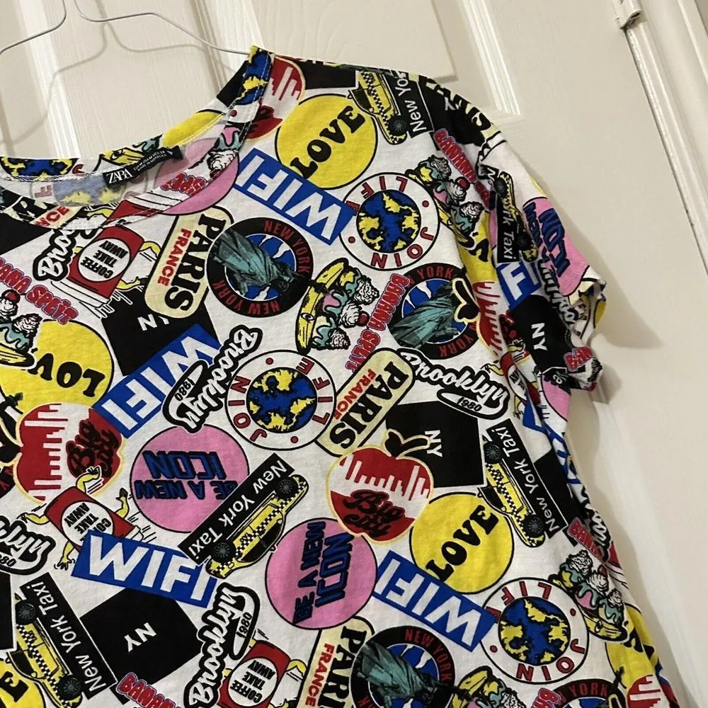 Women’s Zara Graphic New York Oversized Top Shirt Sz M Medium NWOT - Image 5