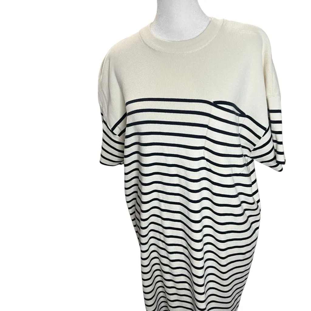 Tuckernuck Navy Striped Frenchie Knit Dress Small Cotton Nautical Classic White - Image 5