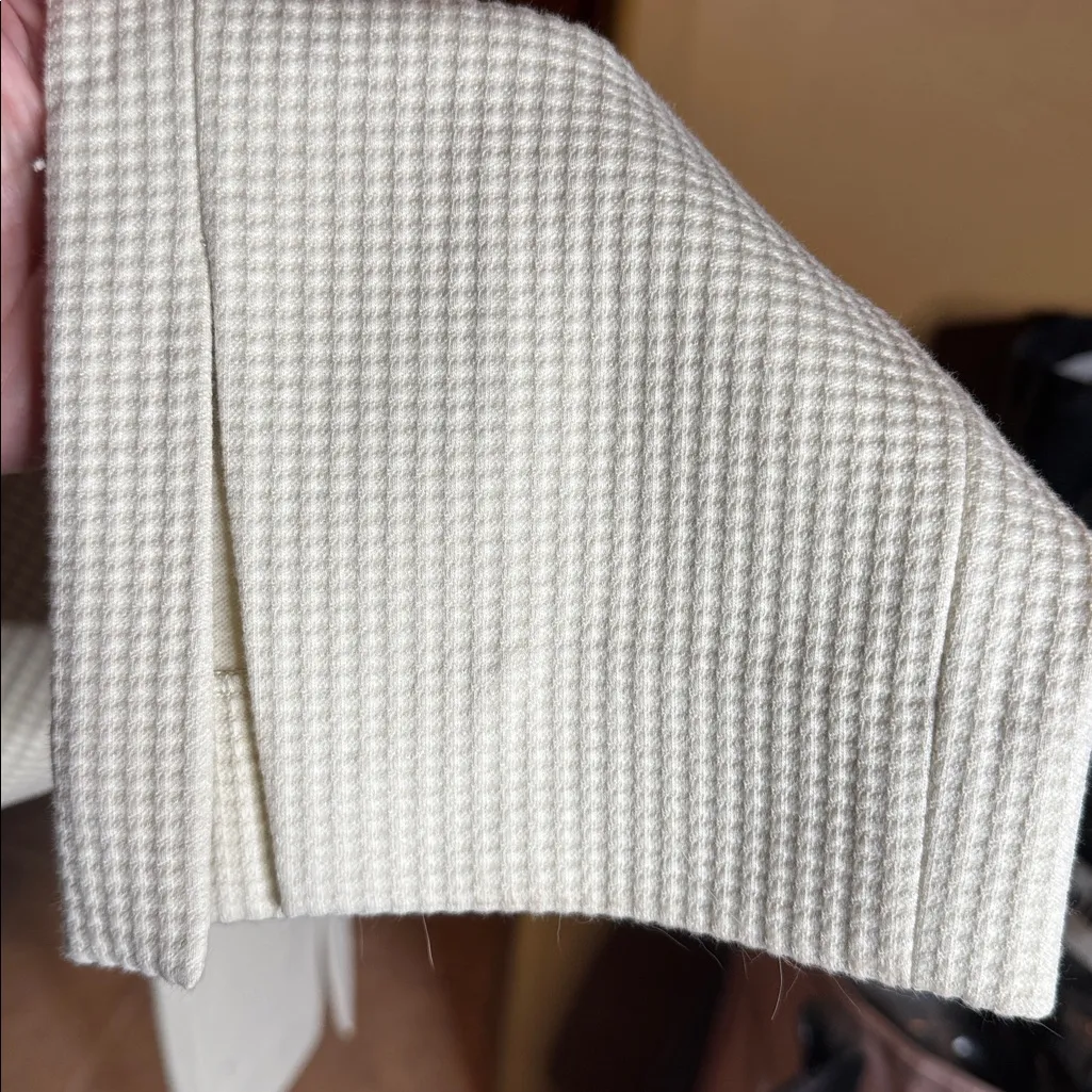 NWT Theory Straight Slit Pant in Waffle-Knit Cotton Ecru Size 12 *FLAW* - Image 11