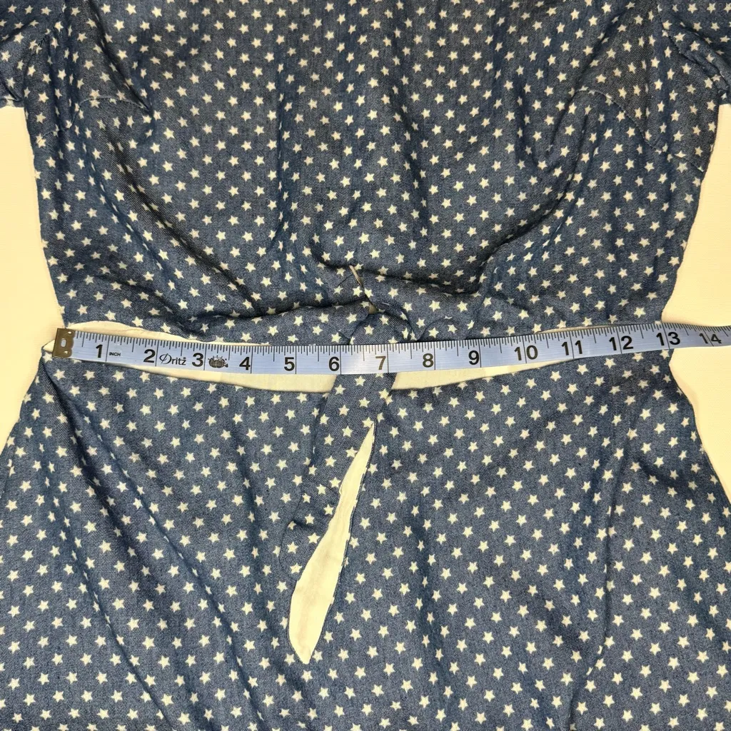 Star Print‎ Cute Dress With Open Stomach Cut Out 4th of July Denim Print - Image 10