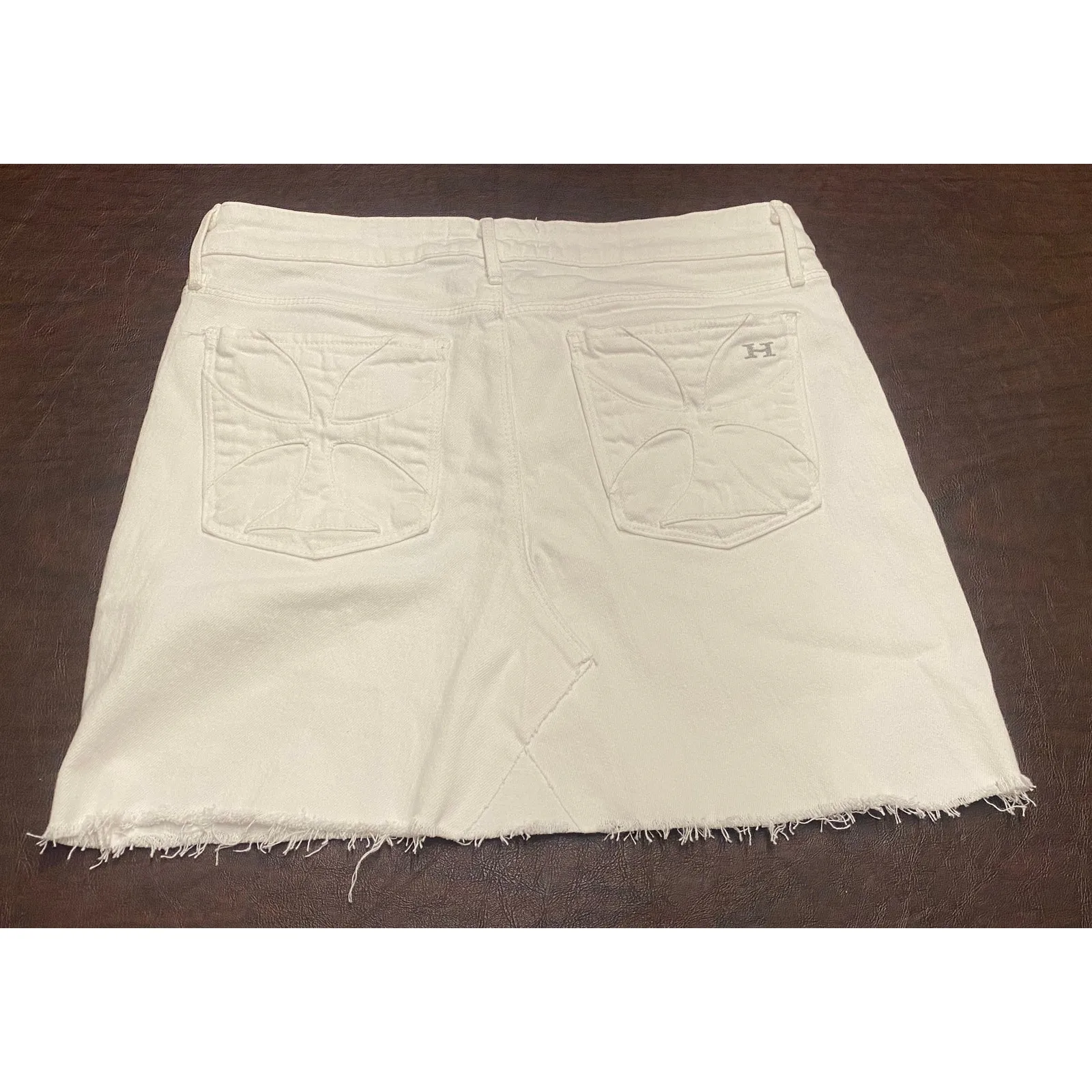 Habitual White Fray Hem Made in‎ USA Denim Skirt Size 28 / 6 Coastal Casual - Image 3