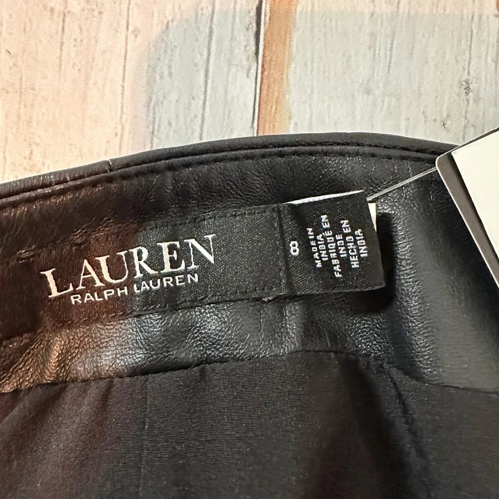 Lauren Ralph Lauren Pencil Leather Mini Skirt Black Size US 8 - Image 3