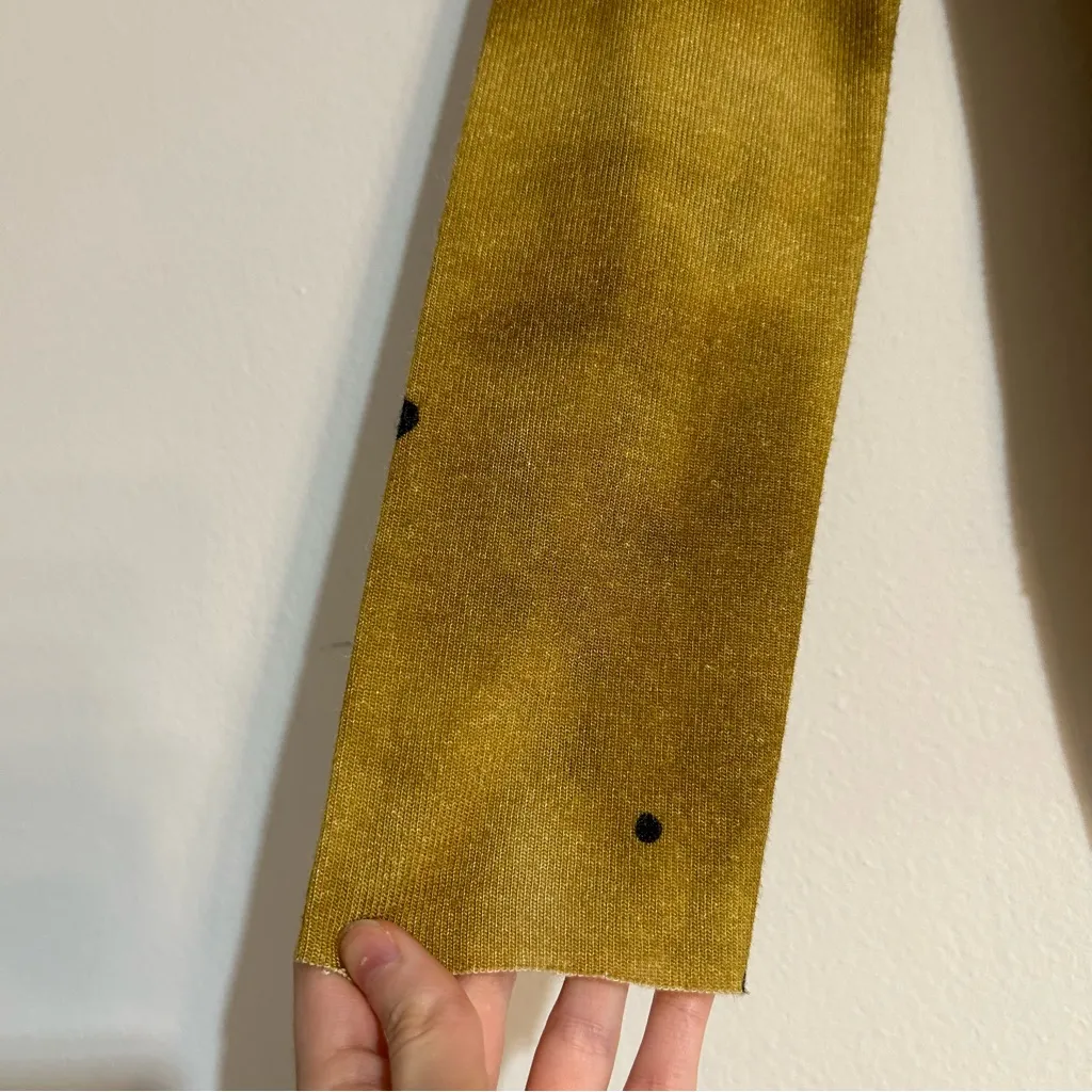 Ozai n Ku Dot Knit Long Sleeve Mock Neck Sweater Blouse Yellow Small Lagenlook - Image 3