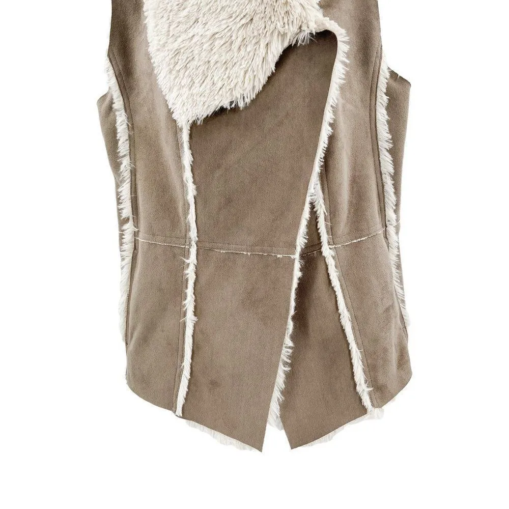 Cupcakes and Cashmere REVOLVE Faux Fur Arden Suede Vest Toffee CH301620 Tan - Image 9