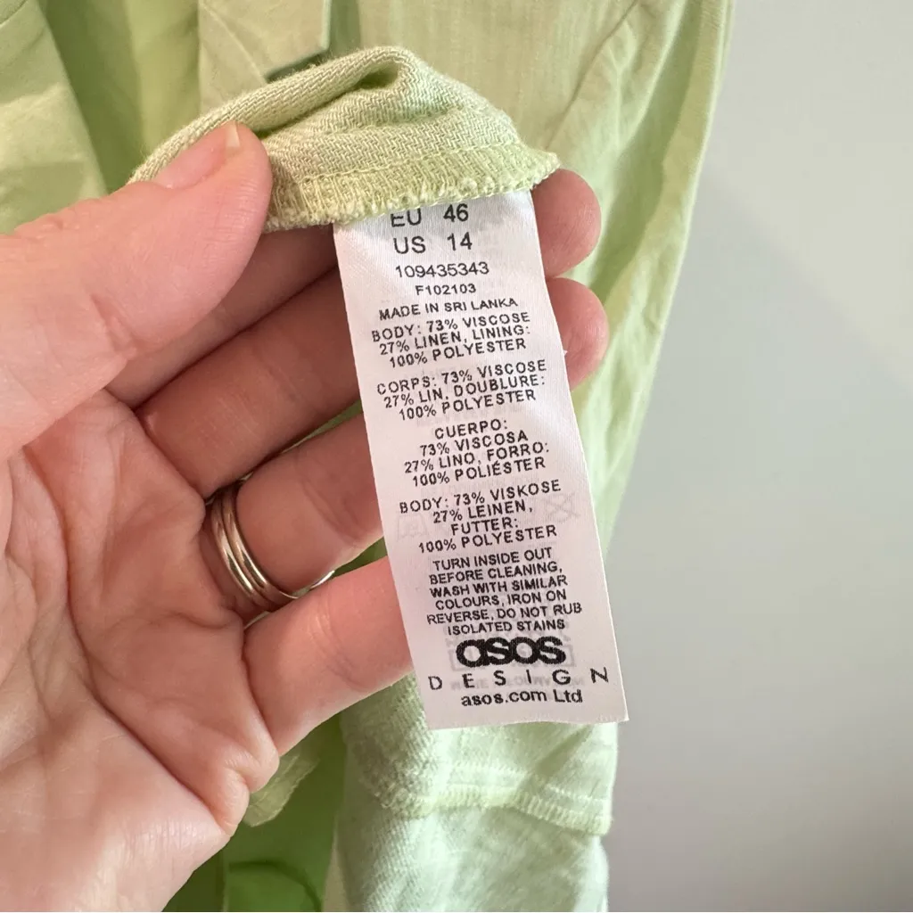 NWT ASOS Lime Green Linen Blend Oversized Blazer Size 14 - Image 4