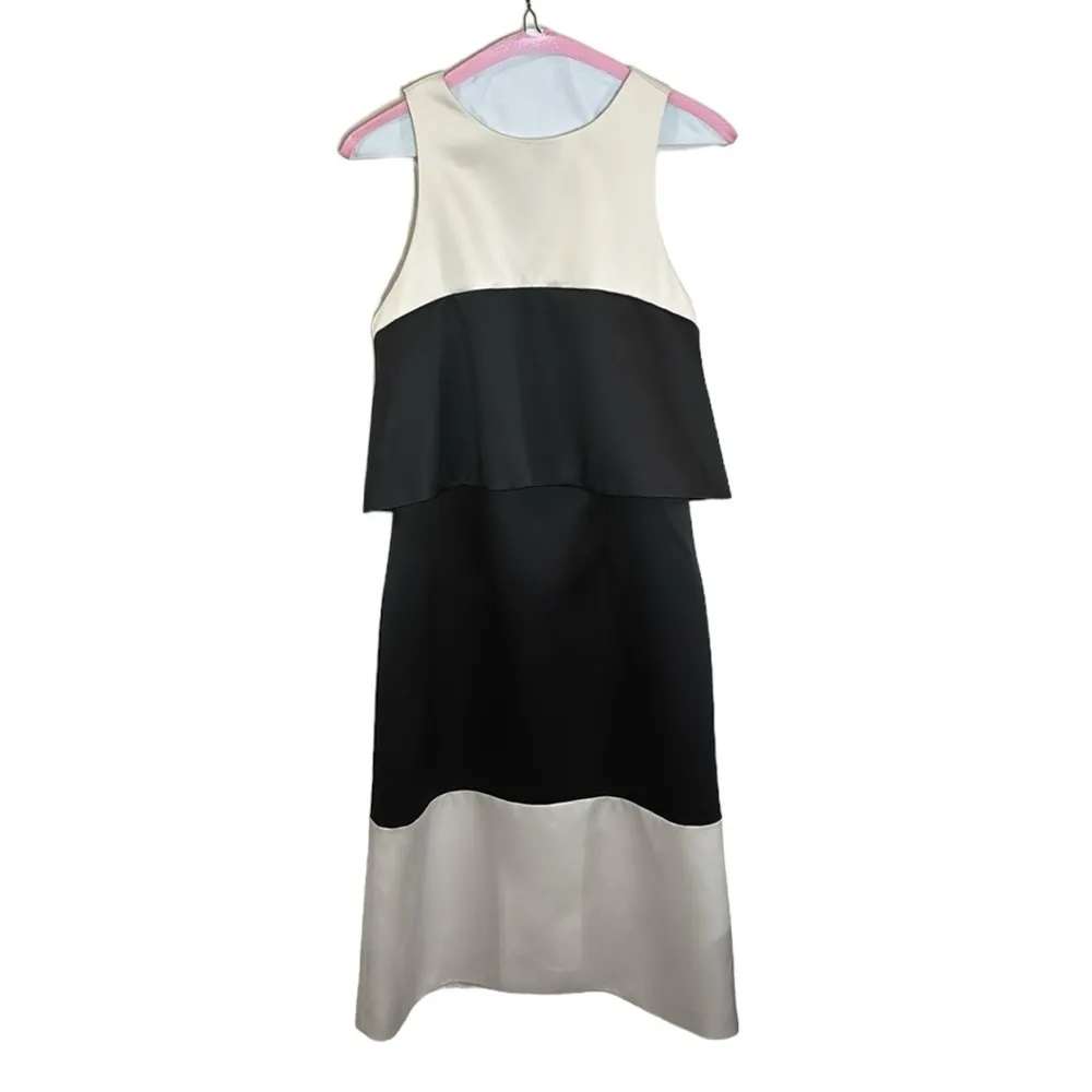 Alexis Caprice satin Two Tone Dress with Overlay detail off white and black sz S - Image 2