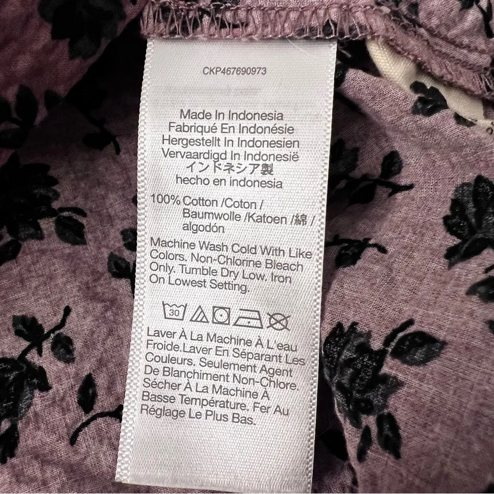 Madewell Marylin blouse Seersucker Square Neck Top Floral print long sleeve XL - Image 5