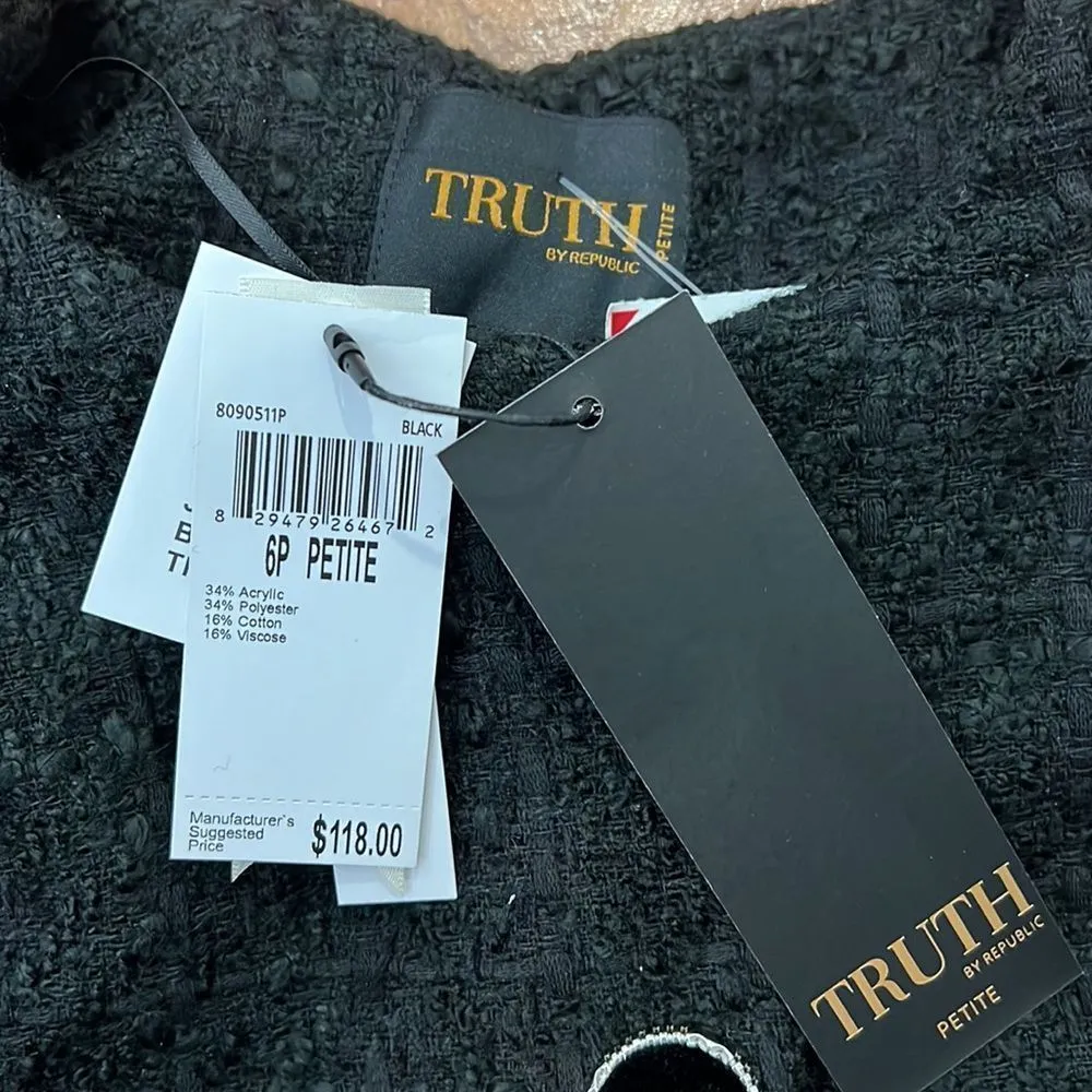 NWT Truth tweed bomber jacket size 6p - Image 5