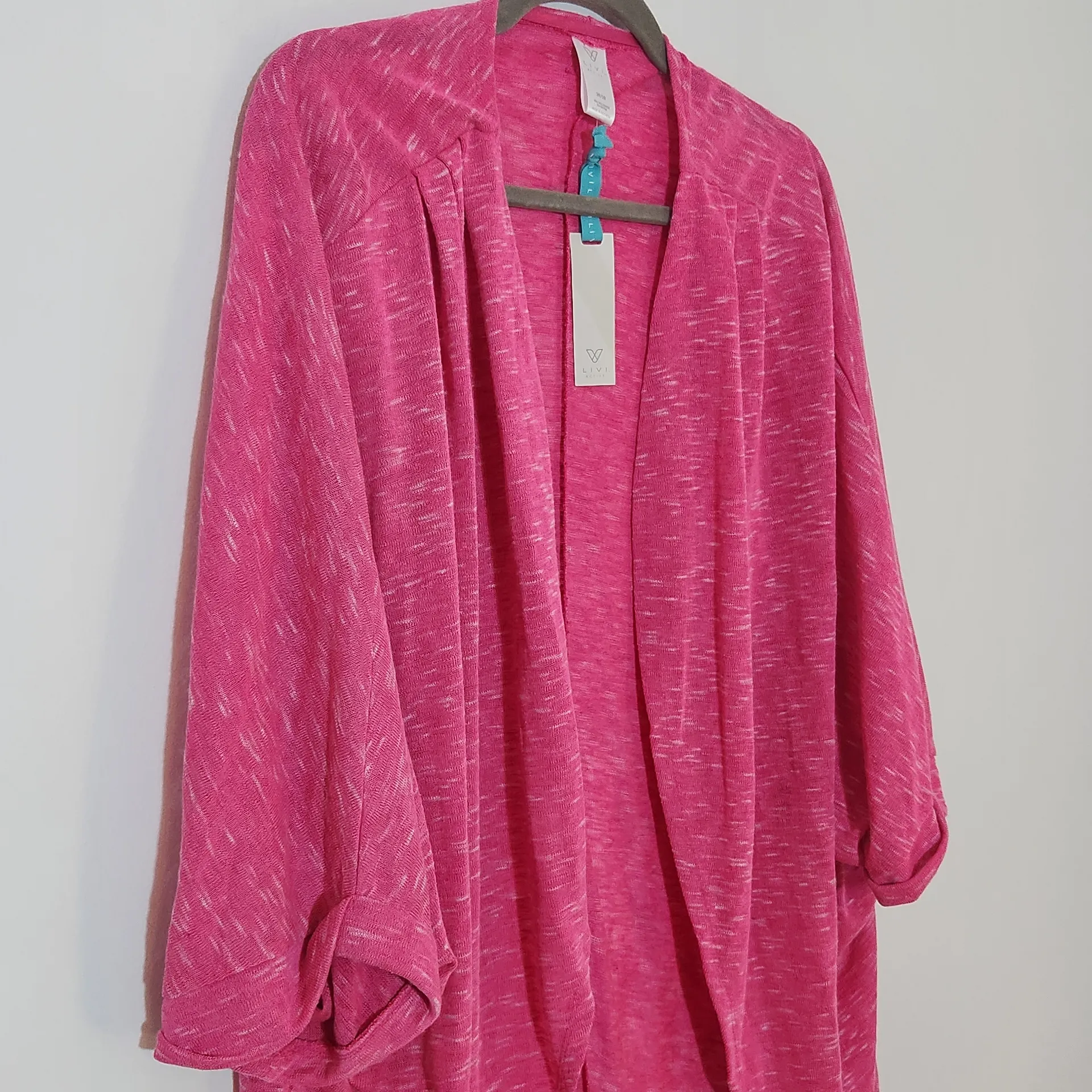 Livi Active Pink Open Front Cardigan NWT Size 26/28 Pink Draped Cardigan - Image 3
