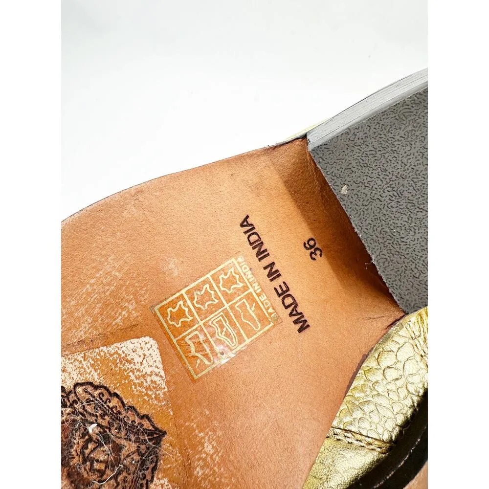 FREE PEOPLE Beau Western Chelsea Boot Gold Croc 36 - Image 3